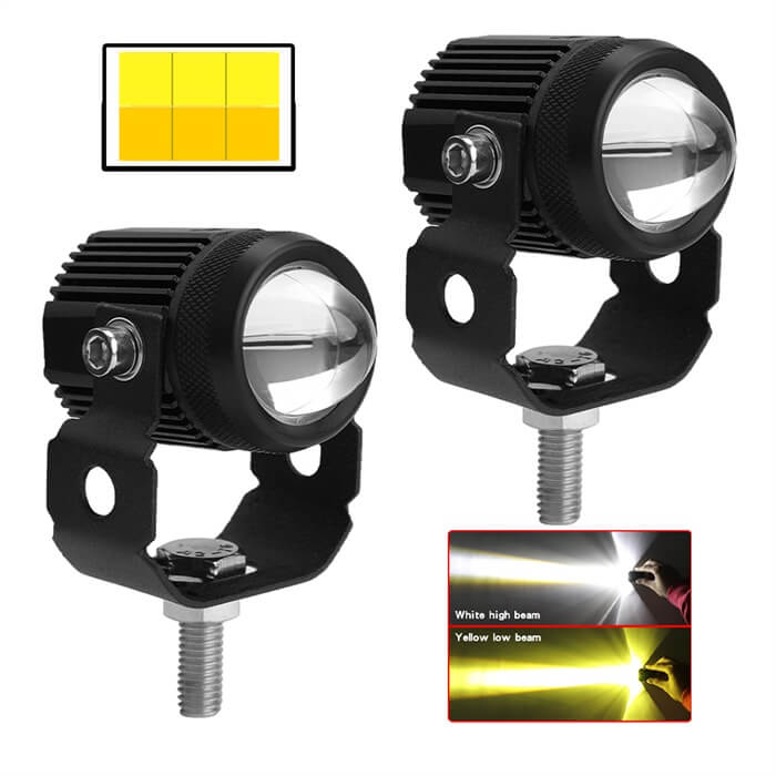 Luz auxiliar LED de lente grande de doble colores externos para motocicleta JG-993